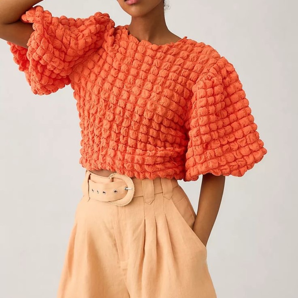 Vibrant Orange Textured Blouse